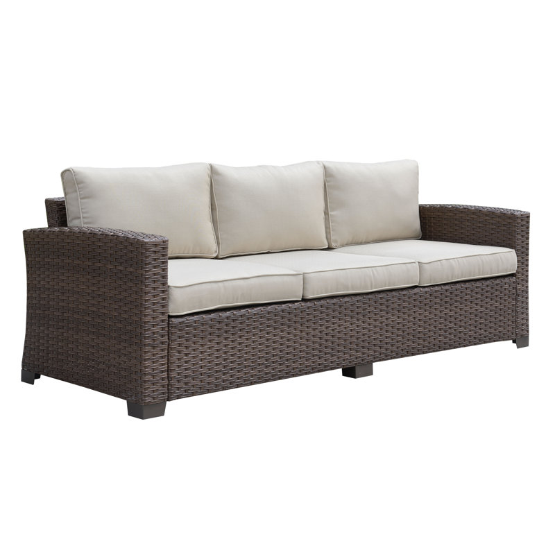 Canapé de patio contemporain rembourré Layla-Jane, Beige, Brun