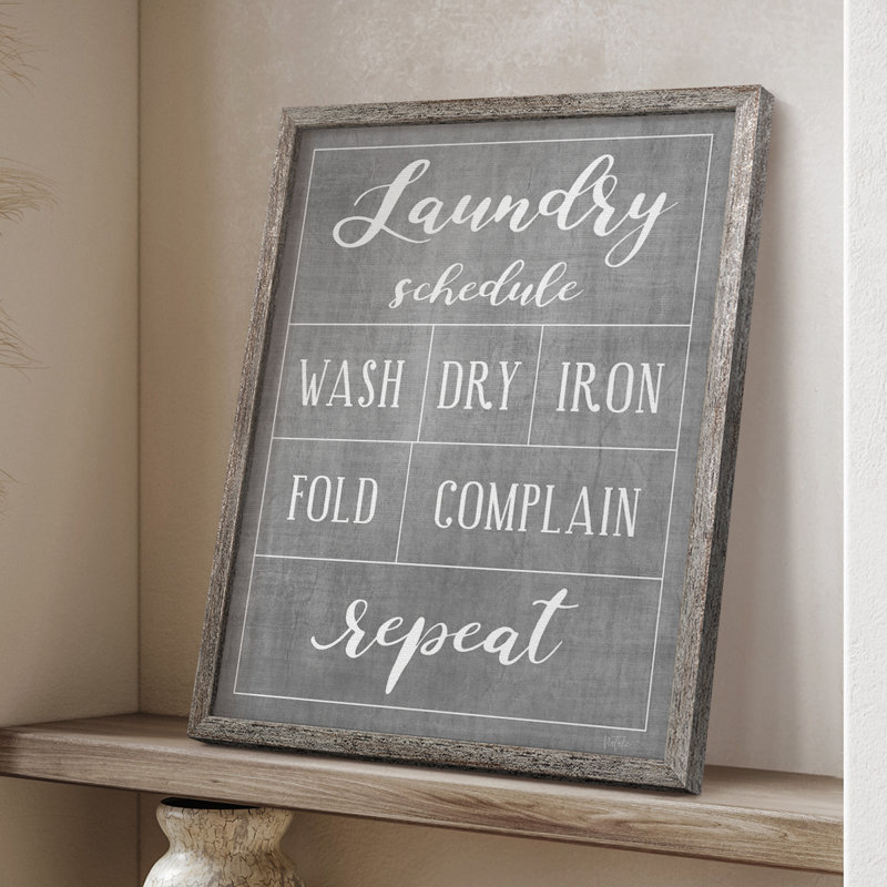 Laundry Schedule Framed Print - Solid Wood, 11" H x 9" W