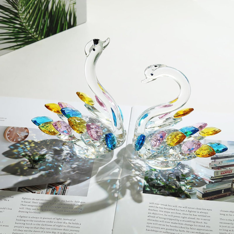 Ensemble de 2 figurines en cristal Swan