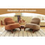 Mignon fauteuil d'appoint avec pieds en bois massif et coussin en tissu doux de couleur chameau