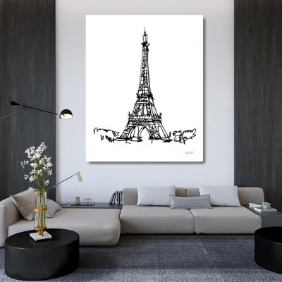 Art sur toile tendue avec la galerie Anne Art Tavoletti, croquis de la Tour Eiffel