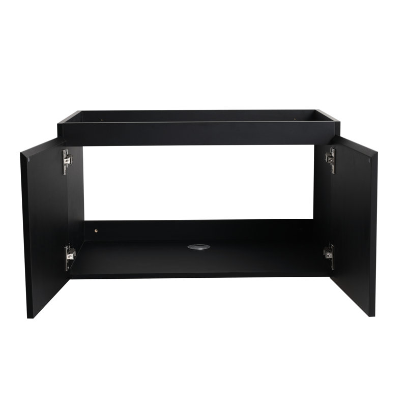 Meuble-lavabo de salle de bain 30 po avec lavabo en céramique. Porte. Design moderne. Noir Base en contreplaqué pour un style flottant propre et bien rangé. Optimisation de l'espace de l'armoire à fermeture en douceur