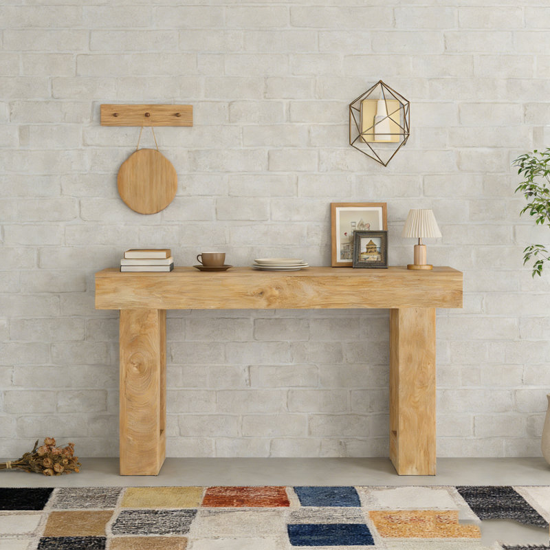 Wooden Sofa Console Table For Entryway, Natural