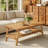 47" Solid Wood Farmhouse Coffee Table with Storage, Rectangular 2-Tier Center Table for Living Room, Natural Finish