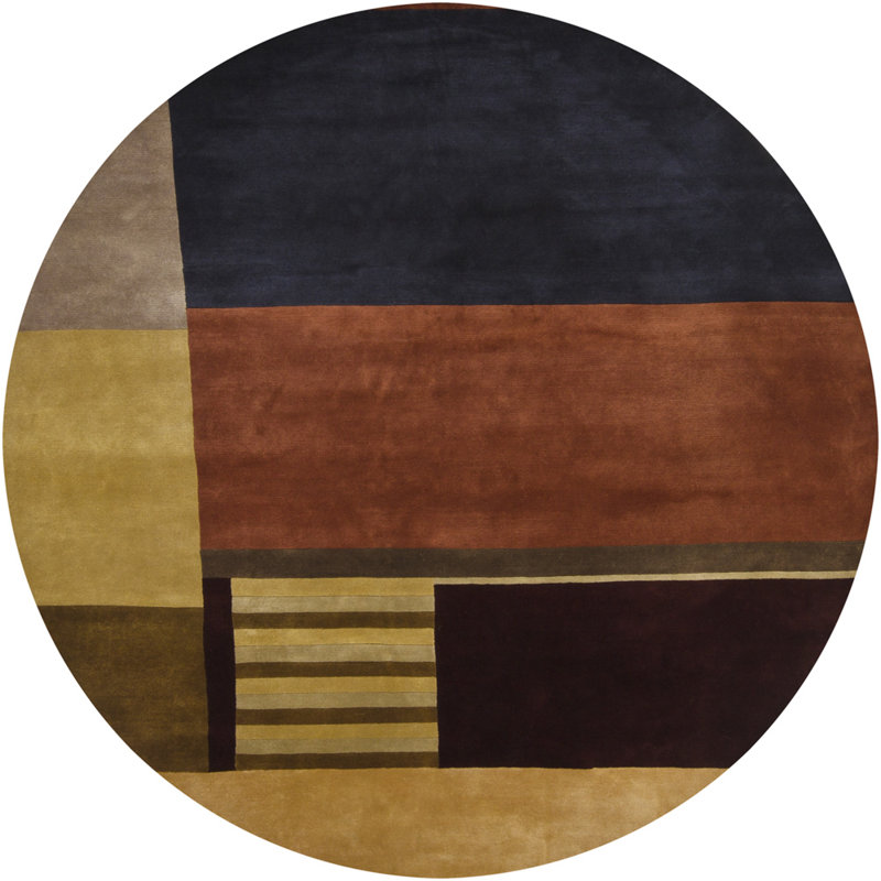 Aadi Hand Knotted Wool Area Rug, Round 7'9"
