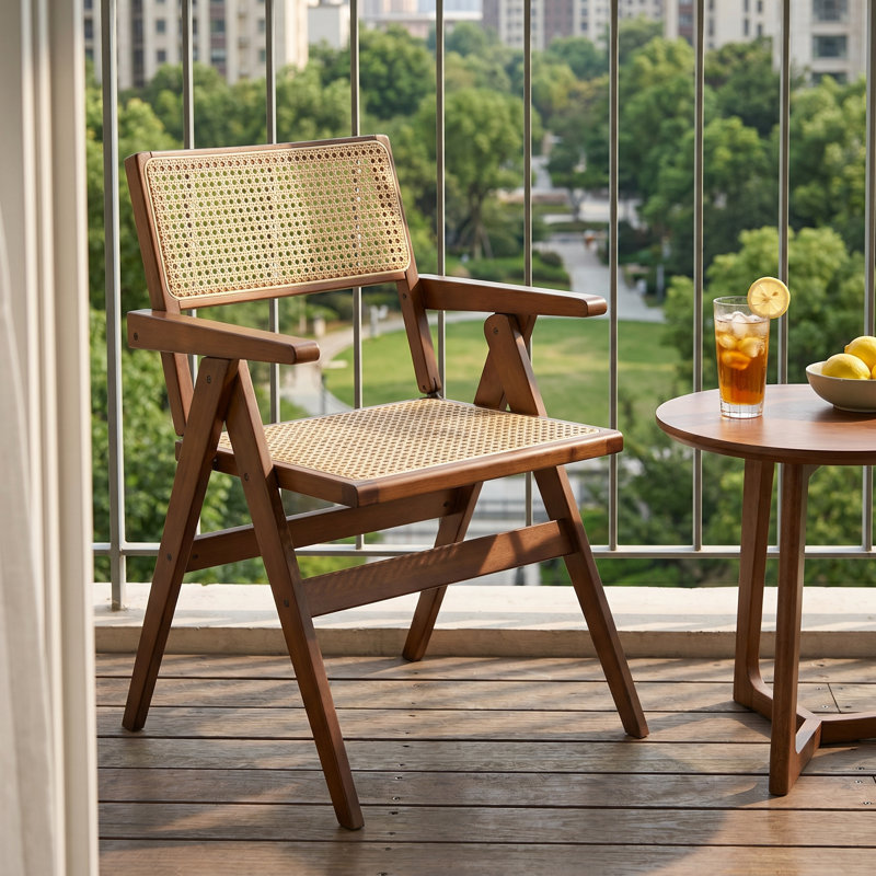 Folding Rattan Dining Chairs | 440 LBS Capacity, Woven Rattan Seat & Backrest, No Assembly, Portable for Indoor & Outdoor Use