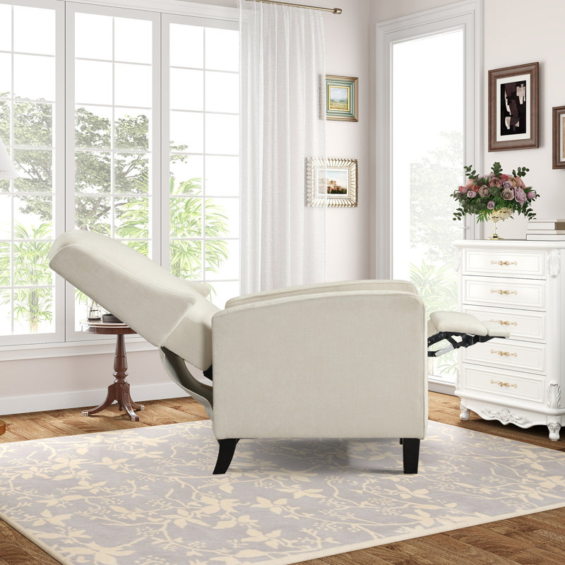 27.9" Wide Modern And Upholstered Soft Push Back Recliner (Set Of 2), Beige