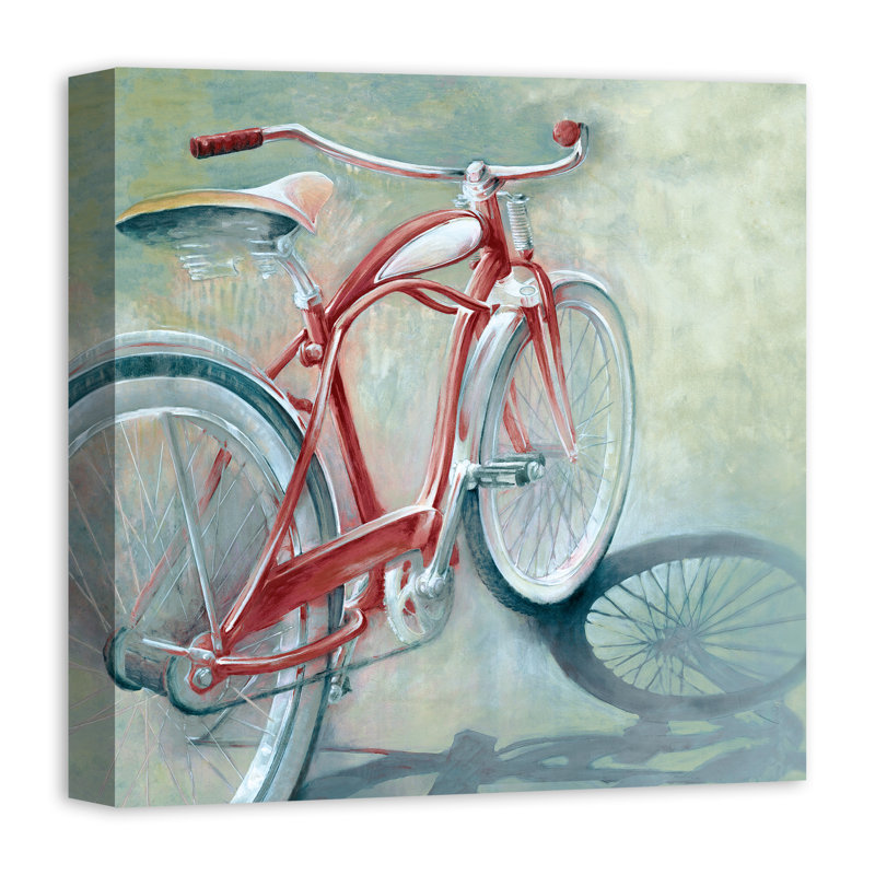 «Red Bicycle Peinture», reproduction de peinture acrylique sur toile, H 20 po x l 20 po, Cadre noir