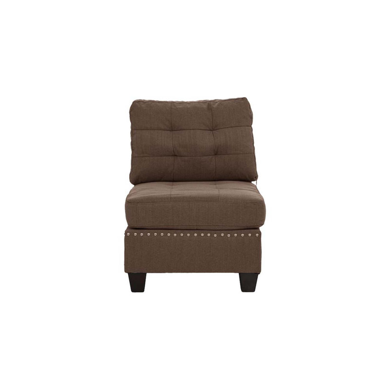 Meuble de salon capitonné sans accoudoirs 1pc, Tissu café