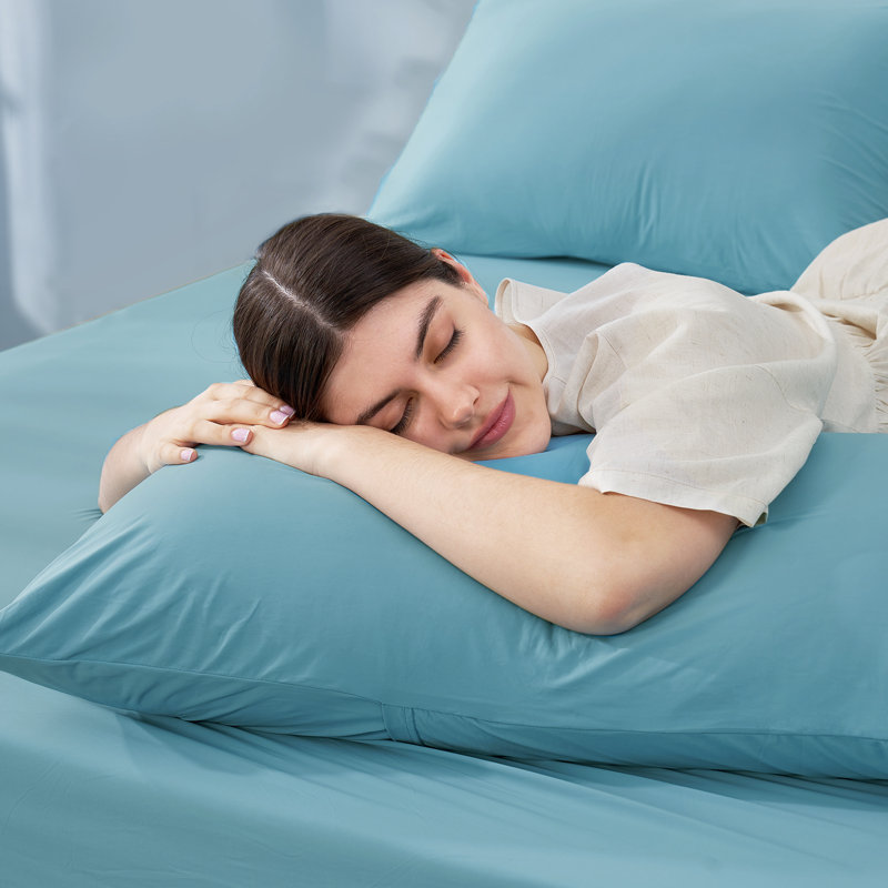 Pillowcase Nylon Knitted, Blue, King Pillow Case