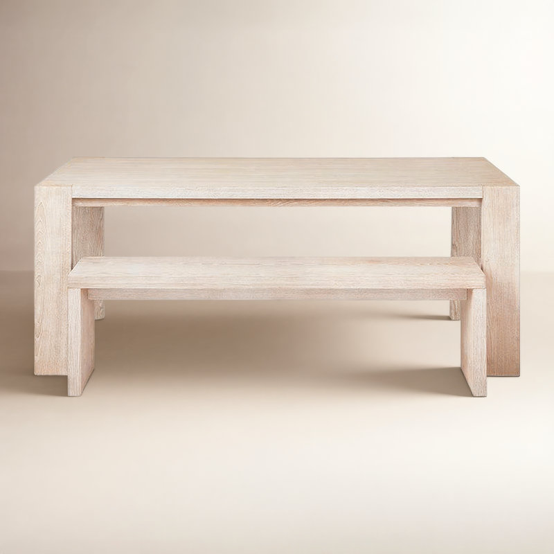 Plank Rectangular Dining Table, White Wash Ash