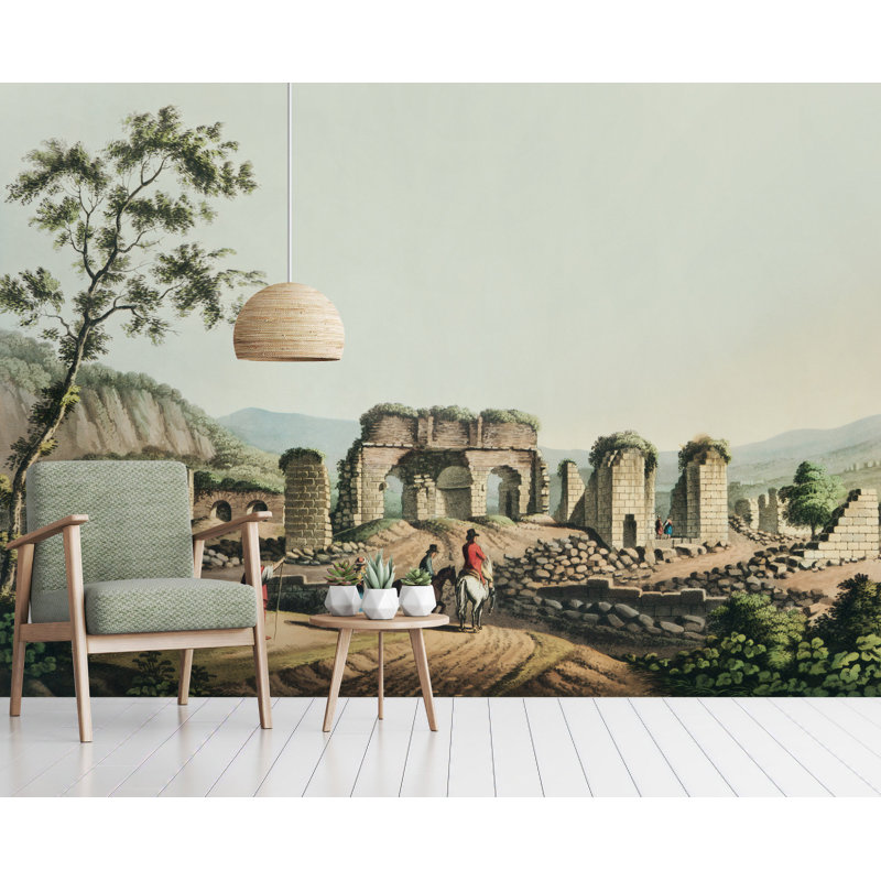 Papier peint amovible de paysage historique rétro, L 9 po x l 15 po