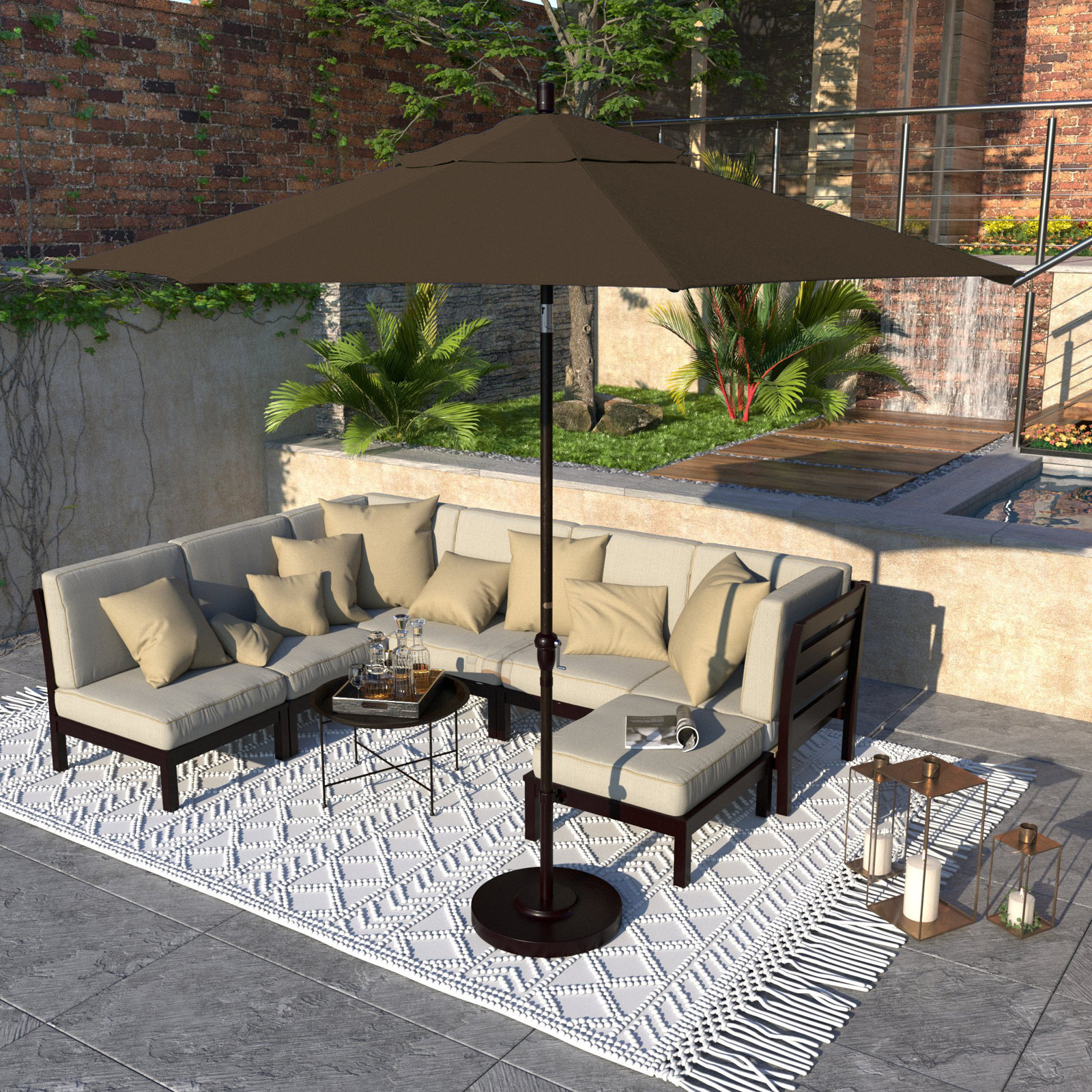 Camry 9' Sunbrella® Market Umbrella, Cocoa