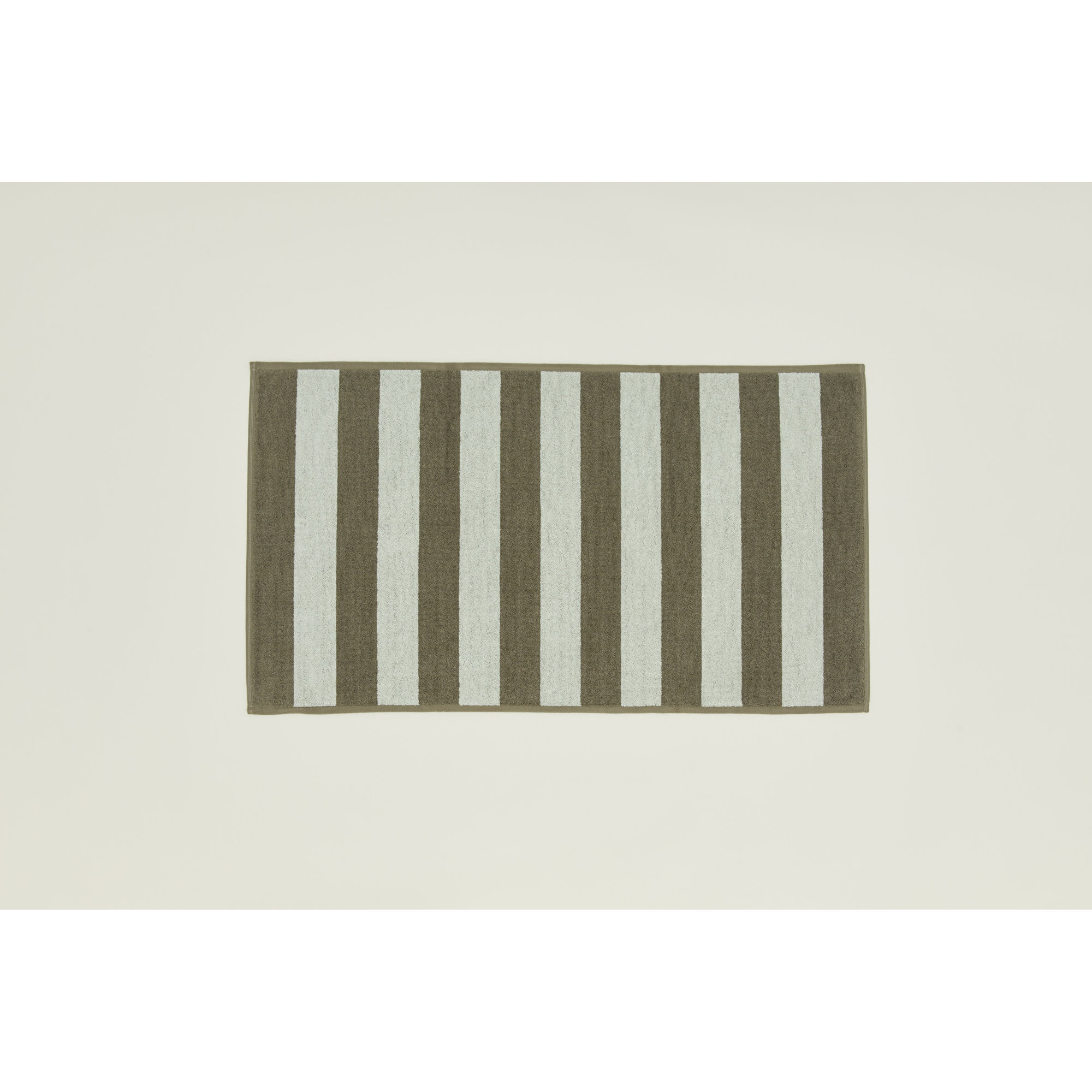 Simple Striped 100% Cotton Bath Mat, Ivory/Flax