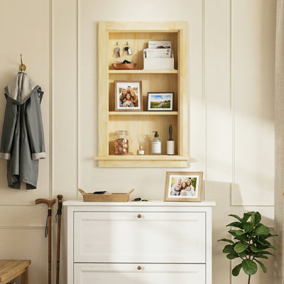 Armoire murale rectangulaire encastrée en bois massif l 17 po x P 5,6 po x H 26 po