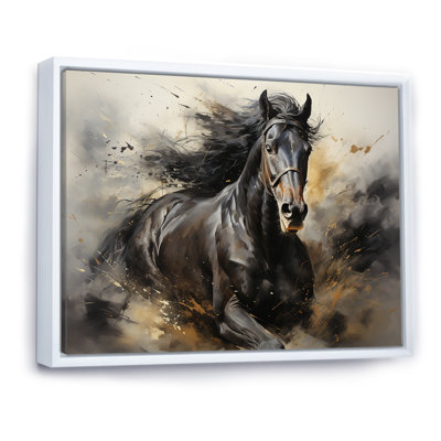 Étalon noir en mouvement I - cheval, art mural