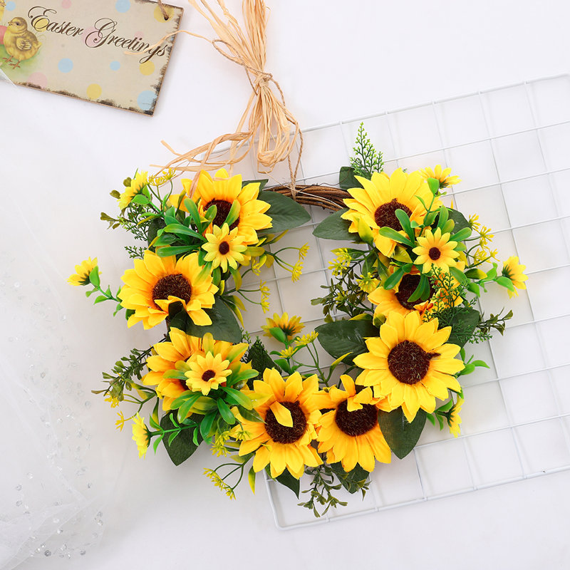 Handcrafted Faux Sunflower 35cm Wreath