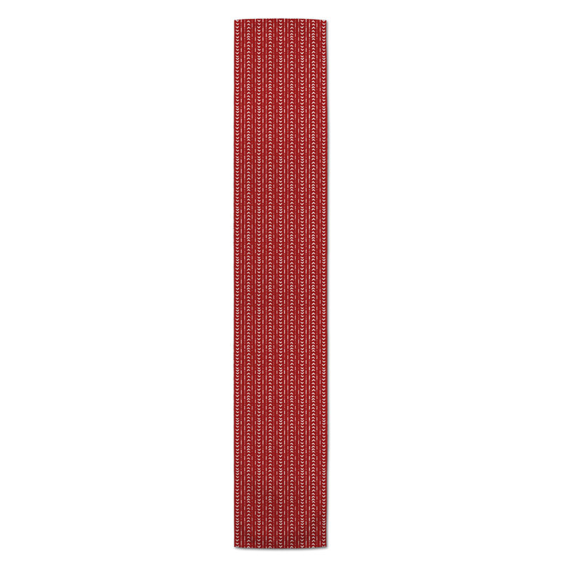 Nalston Dotted Diamond Table Runner, 90" x 16", Red, Ikat