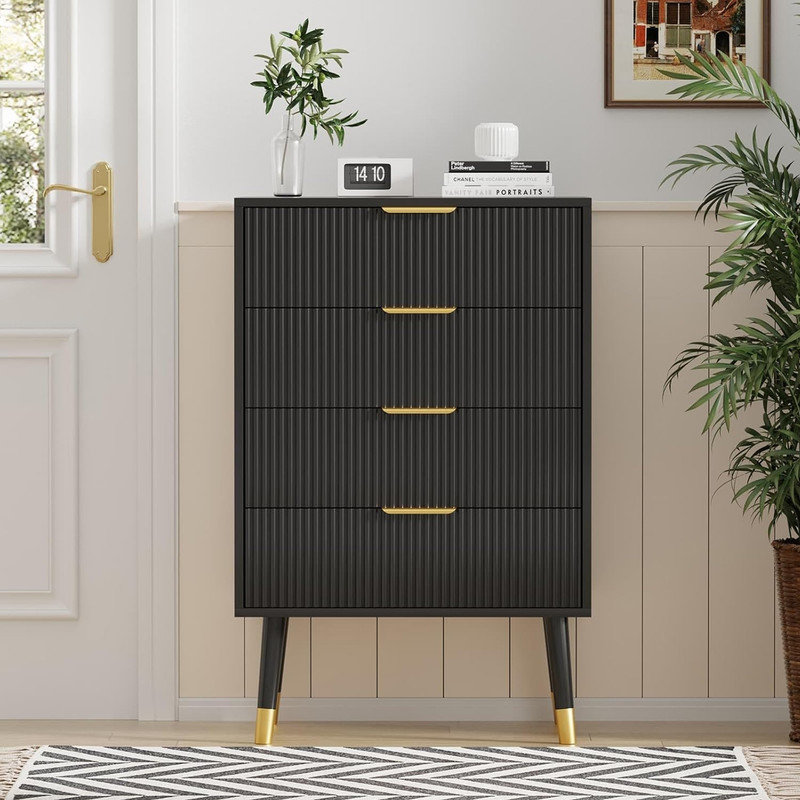 60cm W 4 - Drawer Chest of Drawers, Black