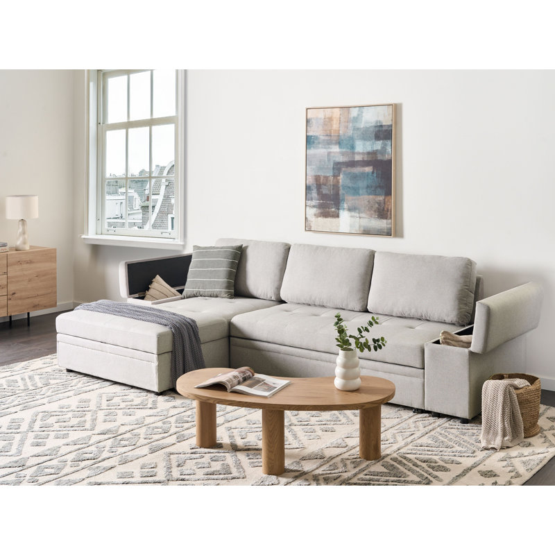 HRISEY 3 Seater Sofa Bed, Light Grey