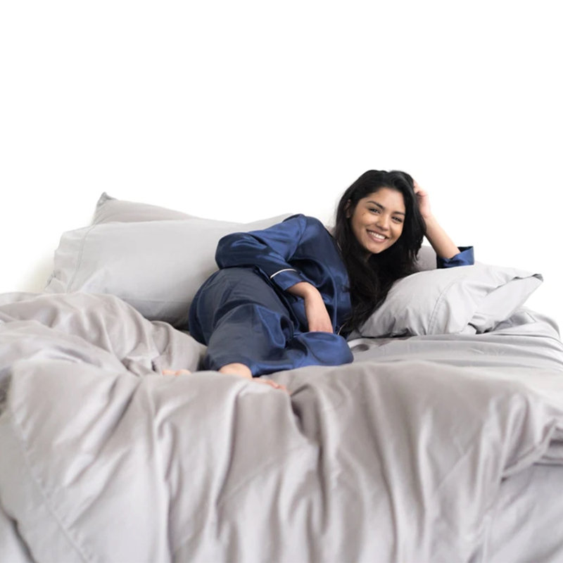 Cotton Blend Percale Sheet Set, Full, Gray