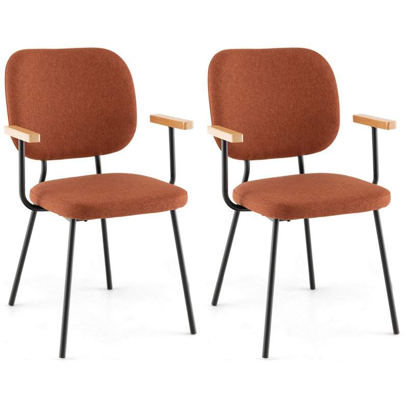 Chaise avec accoudoirs en métal Kianie, Orange