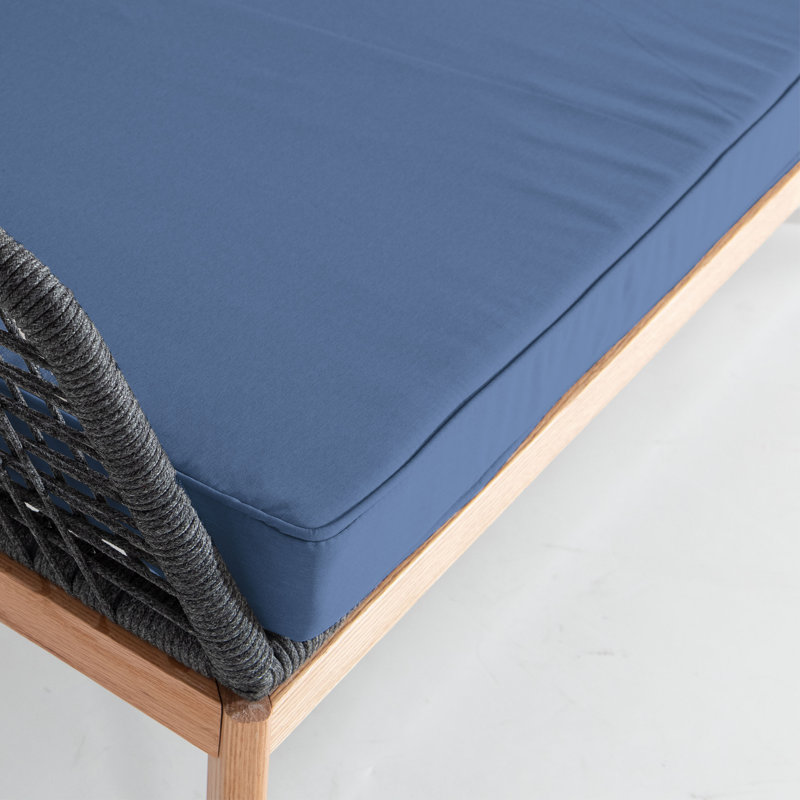 Fauteuil moderne en corde tissée avec table basse en chêne rouge, Marine