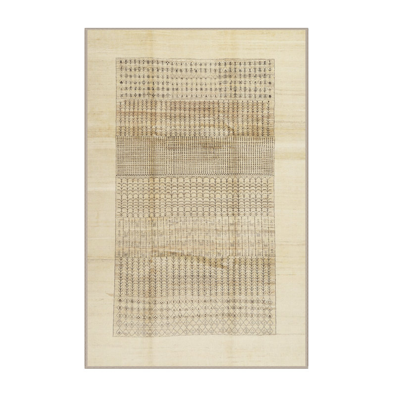 Tapis crème/brun/gris/zone contemporaine, Rectangle 6 pi x 9 pi