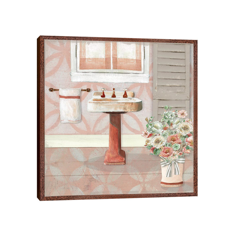 Blushing Bath Sink II by Carol Robinson - Print on Canvas, Classic Brown Wood Framed, 93.98 cm H x 93.98 cm W