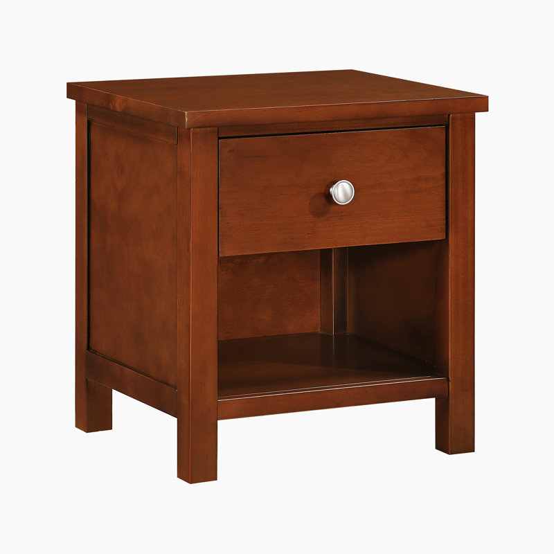 Willard 20" Transitional Wood Nightstand with Single Dovetail Drawer, Kenilin Metal Glides & Lower Storage Cubby
