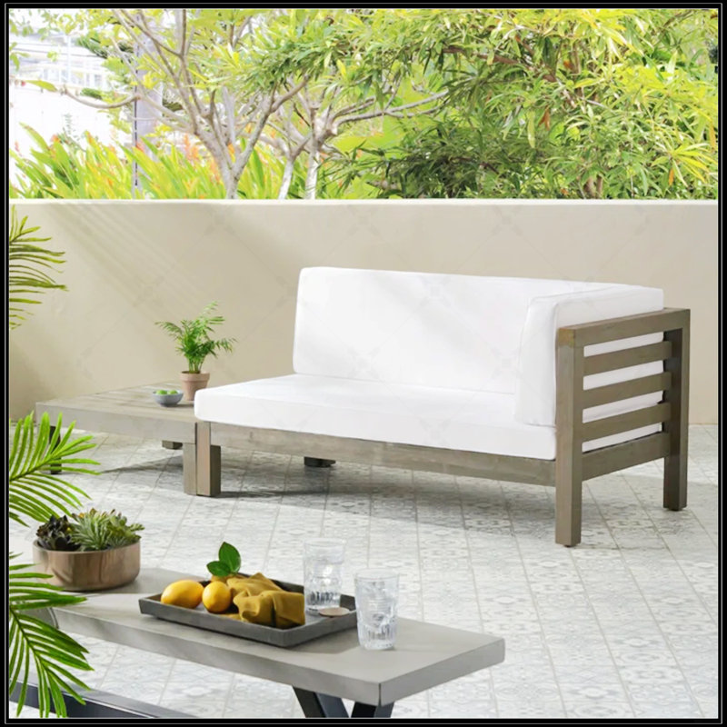 Banc de coin droit et table basse