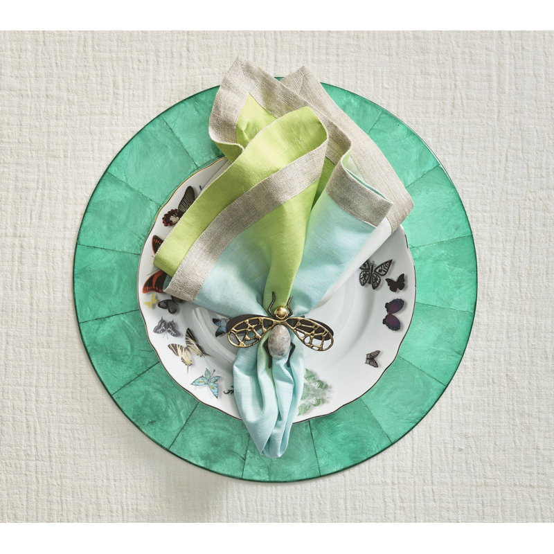 Dip Dye Linen Napkin, Blue/Green