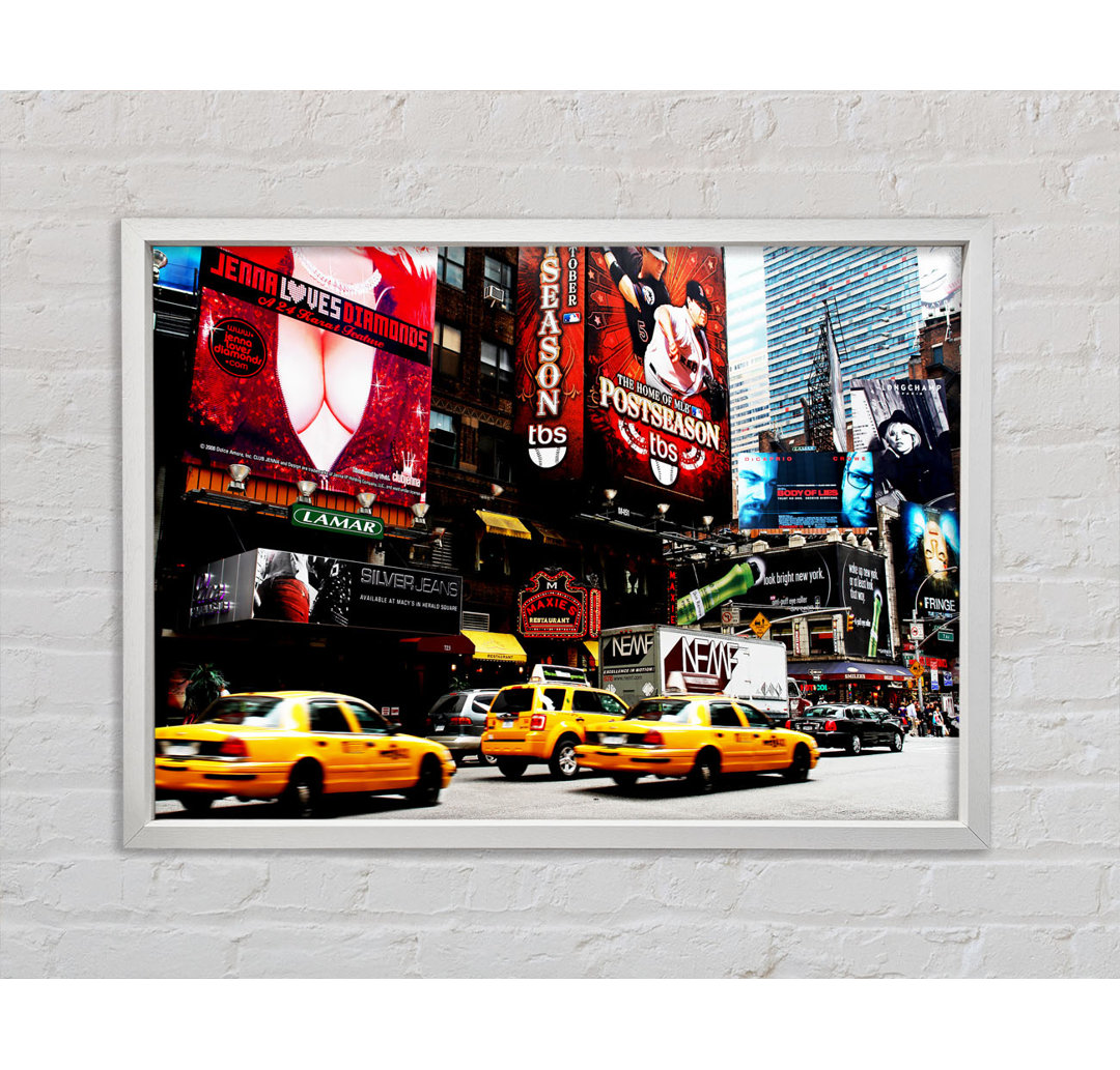 New York Yellow Cabs On Broadway By Day - Einzelbildrahmen Kunstdrucke auf Leinwand