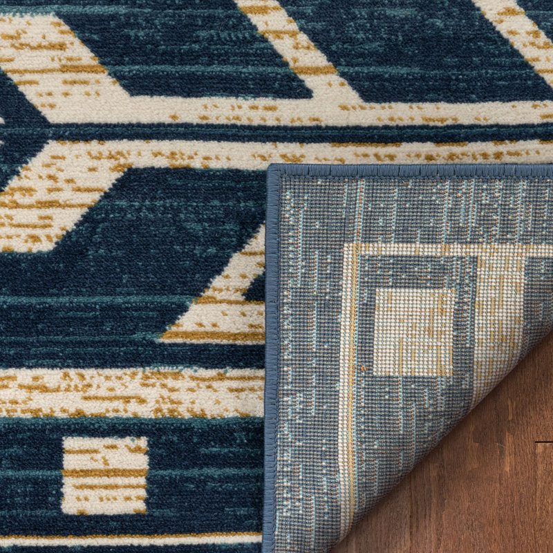 Tapis bleu / crème Marrk Southwestern, Rectangle 2 pi 3 po x 3 pi 11 po