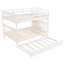 Lit superposé d'escalier de chambre à coucher en blanc - Lit double avec lit gigogne simple et rangement intelligent Noble-2051905200