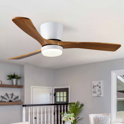 Ventilateur de plafond standard à DEL à 3 pales de 52 po avec télécommande et ensemble d'éclairage pour salon
