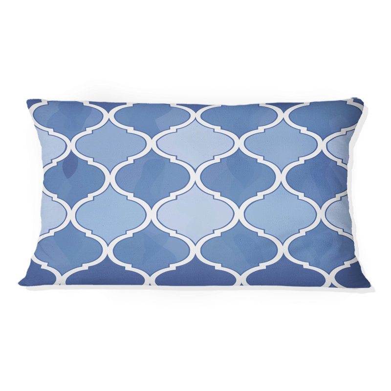 Coussin lombaire bleu Modern Trellis VI - Modern
