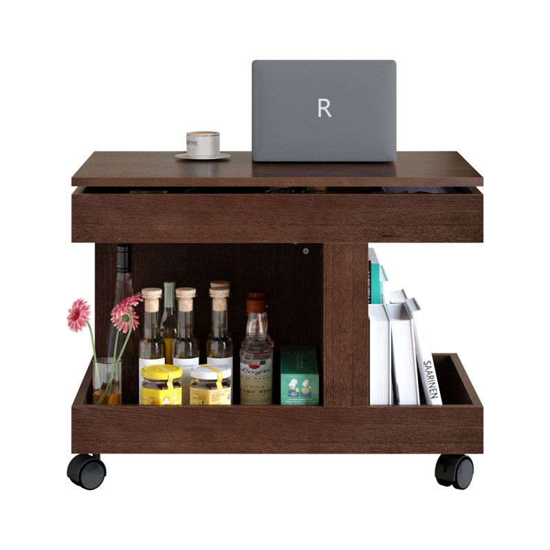 Petite table basse à roulettes, Walnut Brown