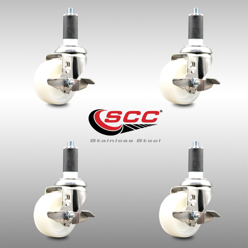 Nylon Swivel Expanding Stem Caster Set Brake