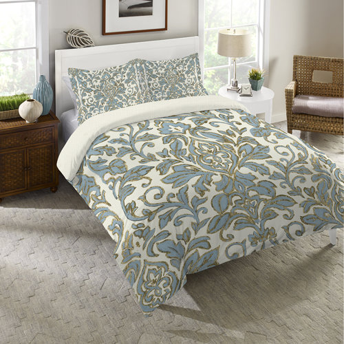 LauralHome Antique Damask Machine Woven Damask Comforter | Wayfair