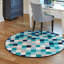 Tapis bleu / brun / crème tissé à la machine Analiese-545378529