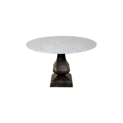 Cayleigh Round Stone Top Solid Wood Base Dining Table