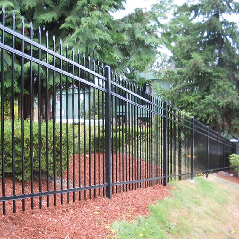 ALEKO 64-Foot Black Steel 8-Panel Straight Top Fence Kit