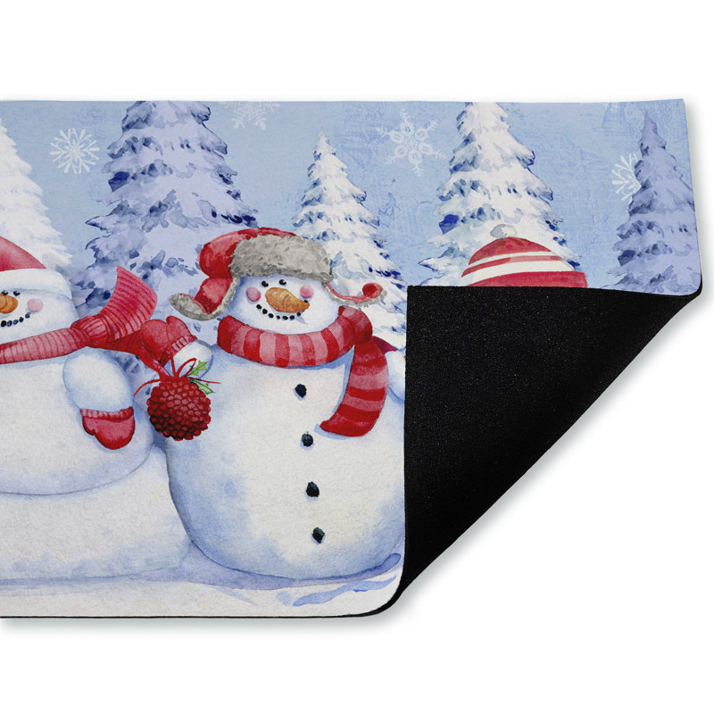 Tapis de porte Holiday Holiday Icy Snowman Trio, par Paul Brent, 18 po x 30 po