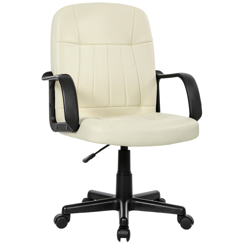 Desk Chair PU Leather, Cream White