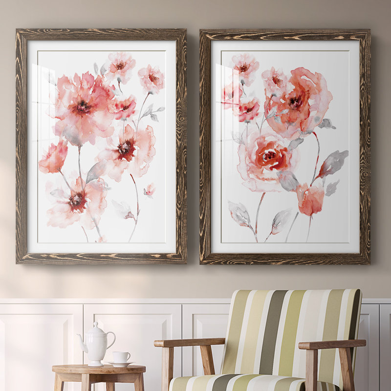 Reproduction encadrée translucide rosé I-Premium - prête à être accrochée, Noyer, H 31,5 po x l 88 po x P 1,5 po