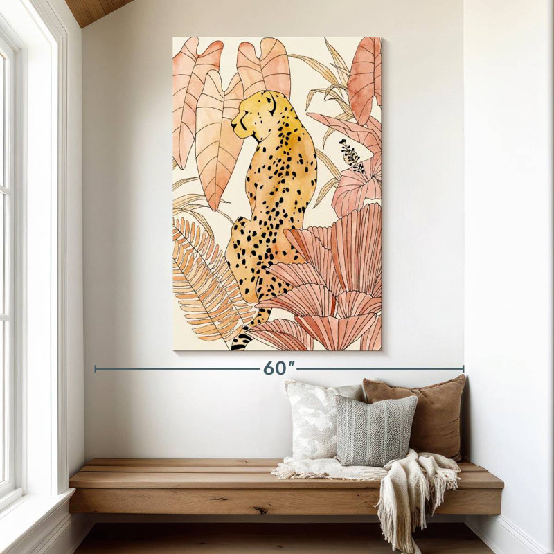 Brampt Blush Cheetah I, 51" H x 34" W