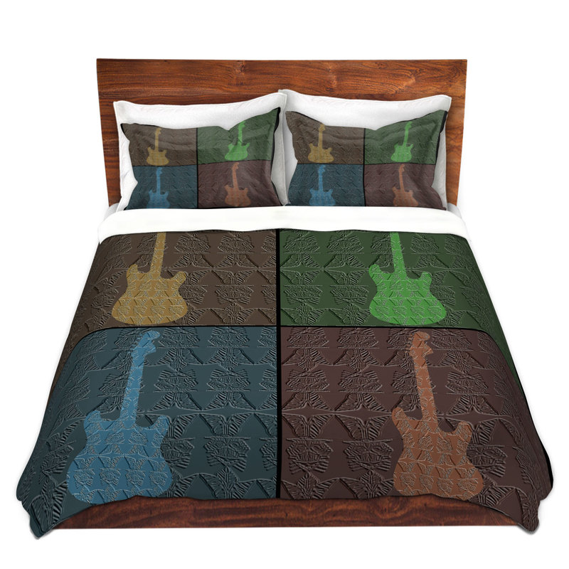 Ensemble de housse de couette guitares, 1 housse simple + 1 taie standard