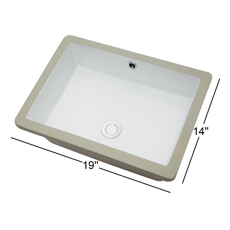 Lavabo de salle de bain encastrable rectangulaire en céramique blanche 19 "x 14" avec trop-plein