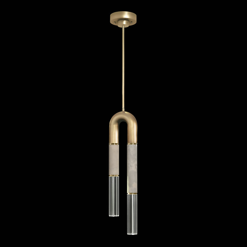 Luminaire suspendu rond 7 po Antonia, Gold Leaf/Brass/Smoke